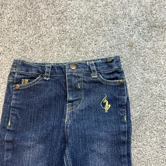 vtg y2k Baby Phat Jeans Girls 12M Dark Wash Denim Pants Gold Logo Stretch - Picture 2 of 11